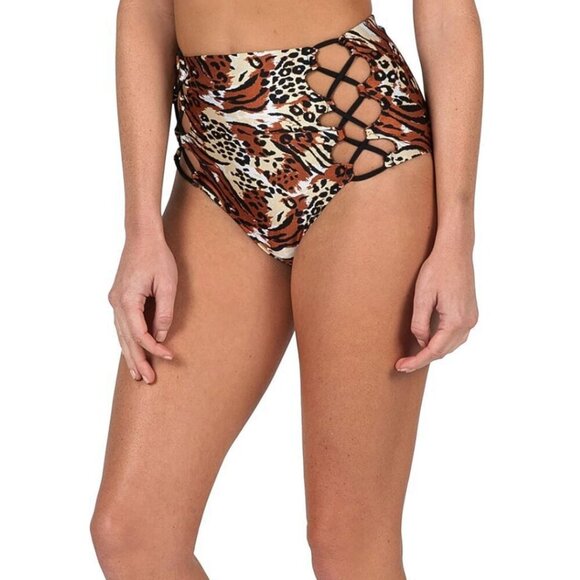 Volcom Roam Free Highwaist Bikini Bottom Floral/Stripes NWT Size XS - Picture 1 of 12